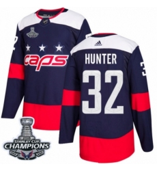Men's Adidas Washington Capitals #32 Dale Hunter Authentic Navy Blue 2018 Stadium Series 2018 Stanley Cup Final Champions NHL Jersey