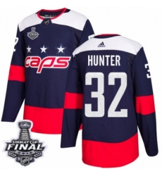 Men's Adidas Washington Capitals #32 Dale Hunter Authentic Navy Blue 2018 Stadium Series 2018 Stanley Cup Final NHL Jersey