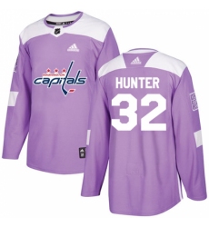 Men's Adidas Washington Capitals #32 Dale Hunter Authentic Purple Fights Cancer Practice NHL Jersey