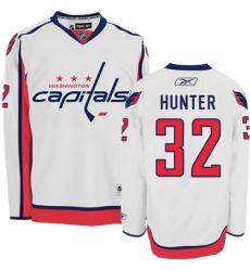 Men's Reebok Washington Capitals #32 Dale Hunter Authentic White Away NHL Jersey