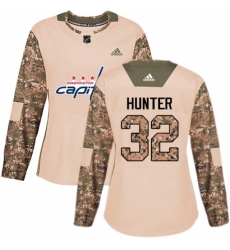 Women's Adidas Washington Capitals #32 Dale Hunter Authentic Camo Veterans Day Practice NHL Jersey