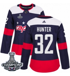 Women's Adidas Washington Capitals #32 Dale Hunter Authentic Navy Blue 2018 Stadium Series 2018 Stanley Cup Final Champions NHL Jersey