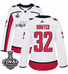 Women's Adidas Washington Capitals #32 Dale Hunter Authentic White Away 2018 Stanley Cup Final NHL Jersey