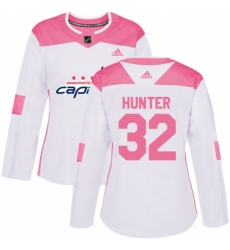 Women's Adidas Washington Capitals #32 Dale Hunter Authentic White/Pink Fashion NHL Jersey