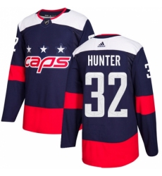 Youth Adidas Washington Capitals #32 Dale Hunter Authentic Navy Blue 2018 Stadium Series NHL Jersey