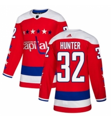 Youth Adidas Washington Capitals #32 Dale Hunter Authentic Red Alternate NHL Jersey