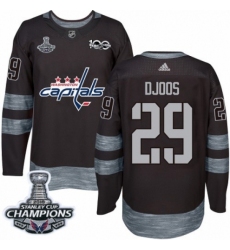 Men's Adidas Washington Capitals #29 Christian Djoos Authentic Black 1917-2017 100th Anniversary 2018 Stanley Cup Final Champions NHL Jersey