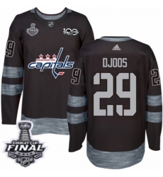 Men's Adidas Washington Capitals #29 Christian Djoos Authentic Black 1917-2017 100th Anniversary 2018 Stanley Cup Final NHL Jersey