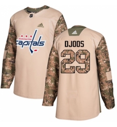 Men's Adidas Washington Capitals #29 Christian Djoos Authentic Camo Veterans Day Practice NHL Jersey