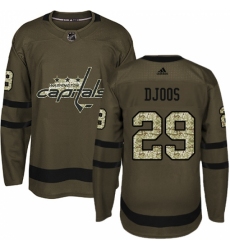 Men's Adidas Washington Capitals #29 Christian Djoos Authentic Green Salute to Service NHL Jersey