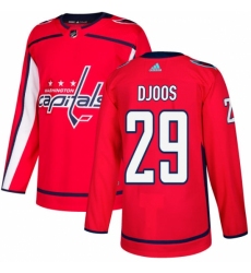 Men's Adidas Washington Capitals #29 Christian Djoos Authentic Red Home NHL Jersey