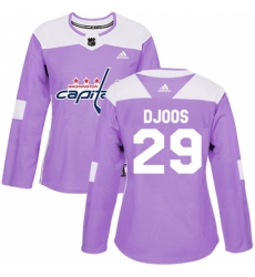 Women's Adidas Washington Capitals #29 Christian Djoos Authentic Purple Fights Cancer Practice NHL Jersey