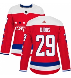 Women's Adidas Washington Capitals #29 Christian Djoos Authentic Red Alternate NHL Jersey