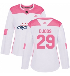 Women's Adidas Washington Capitals #29 Christian Djoos Authentic White/Pink Fashion NHL Jersey