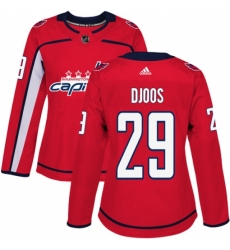 Women's Adidas Washington Capitals #29 Christian Djoos Premier Red Home NHL Jersey