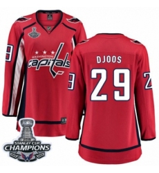 Women's Washington Capitals #29 Christian Djoos Fanatics Branded Red Home Breakaway 2018 Stanley Cup Final Champions NHL Jersey