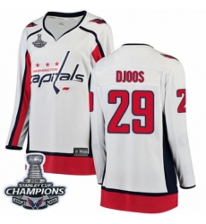 Women's Washington Capitals #29 Christian Djoos Fanatics Branded White Away Breakaway 2018 Stanley Cup Final Champions NHL Jersey