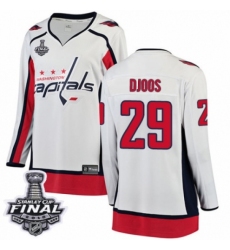 Women's Washington Capitals #29 Christian Djoos Fanatics Branded White Away Breakaway 2018 Stanley Cup Final NHL Jersey