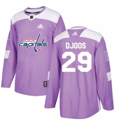 Youth Adidas Washington Capitals #29 Christian Djoos Authentic Purple Fights Cancer Practice NHL Jersey