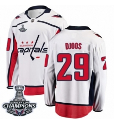 Youth Washington Capitals #29 Christian Djoos Fanatics Branded White Away Breakaway 2018 Stanley Cup Final Champions NHL Jersey