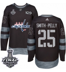 Men's Adidas Washington Capitals #25 Devante Smith-Pelly Authentic Black 1917-2017 100th Anniversary 2018 Stanley Cup Final NHL Jersey