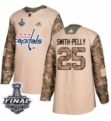 Men's Adidas Washington Capitals #25 Devante Smith-Pelly Authentic Camo Veterans Day Practice 2018 Stanley Cup Final NHL Jersey
