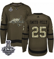 Men's Adidas Washington Capitals #25 Devante Smith-Pelly Authentic Green Salute to Service 2018 Stanley Cup Final NHL Jersey