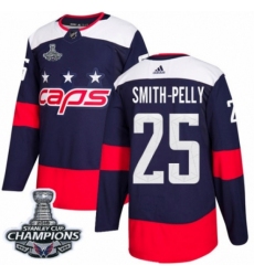 Men's Adidas Washington Capitals #25 Devante Smith-Pelly Authentic Navy Blue 2018 Stadium Series 2018 Stanley Cup Final Champions NHL Jersey