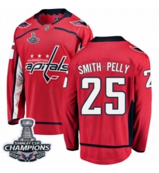 Men's Washington Capitals #25 Devante Smith-Pelly Fanatics Branded Red Home Breakaway 2018 Stanley Cup Final Champions NHL Jersey