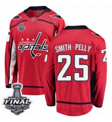Men's Washington Capitals #25 Devante Smith-Pelly Fanatics Branded Red Home Breakaway 2018 Stanley Cup Final NHL Jersey