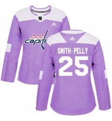 Women's Adidas Washington Capitals #25 Devante Smith-Pelly Authentic Purple Fights Cancer Practice NHL Jersey