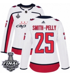 Women's Adidas Washington Capitals #25 Devante Smith-Pelly Authentic White Away 2018 Stanley Cup Final NHL Jersey