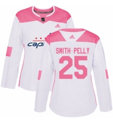 Women's Adidas Washington Capitals #25 Devante Smith-Pelly Authentic White/Pink Fashion NHL Jersey