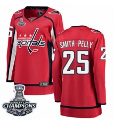 Women's Washington Capitals #25 Devante Smith-Pelly Fanatics Branded Red Home Breakaway 2018 Stanley Cup Final Champions NHL Jersey