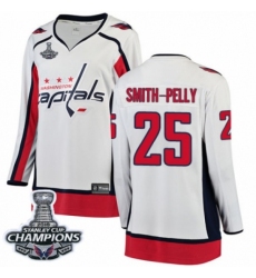 Women's Washington Capitals #25 Devante Smith-Pelly Fanatics Branded White Away Breakaway 2018 Stanley Cup Final Champions NHL Jersey