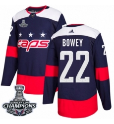 Men's Adidas Washington Capitals #22 Madison Bowey Authentic Navy Blue 2018 Stadium Series 2018 Stanley Cup Final Champions NHL Jersey