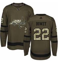 Men's Adidas Washington Capitals #22 Madison Bowey Premier Green Salute to Service NHL Jersey