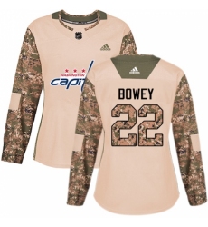 Women's Adidas Washington Capitals #22 Madison Bowey Authentic Camo Veterans Day Practice NHL Jersey