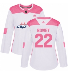 Women's Adidas Washington Capitals #22 Madison Bowey Authentic White/Pink Fashion NHL Jersey