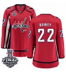 Women's Washington Capitals #22 Madison Bowey Fanatics Branded Red Home Breakaway 2018 Stanley Cup Final NHL Jersey