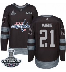 Men's Adidas Washington Capitals #21 Dennis Maruk Authentic Black 1917-2017 100th Anniversary 2018 Stanley Cup Final Champions NHL Jersey