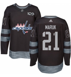 Men's Adidas Washington Capitals #21 Dennis Maruk Authentic Black 1917-2017 100th Anniversary NHL Jersey