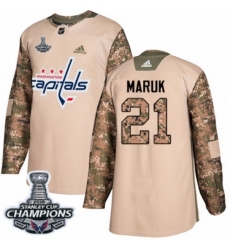 Men's Adidas Washington Capitals #21 Dennis Maruk Authentic Camo Veterans Day Practice 2018 Stanley Cup Final Champions NHL Jersey