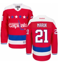 Men's Reebok Washington Capitals #21 Dennis Maruk Premier Red Third NHL Jersey