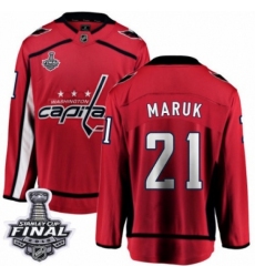 Men's Washington Capitals #21 Dennis Maruk Fanatics Branded Red Home Breakaway 2018 Stanley Cup Final NHL Jersey