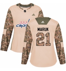 Women's Adidas Washington Capitals #21 Dennis Maruk Authentic Camo Veterans Day Practice NHL Jersey