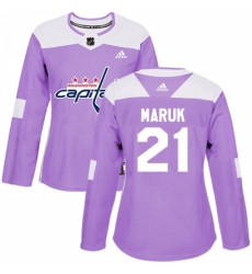 Women's Adidas Washington Capitals #21 Dennis Maruk Authentic Purple Fights Cancer Practice NHL Jersey