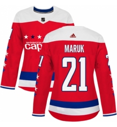 Women's Adidas Washington Capitals #21 Dennis Maruk Authentic Red Alternate NHL Jersey