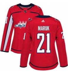 Women's Adidas Washington Capitals #21 Dennis Maruk Premier Red Home NHL Jersey