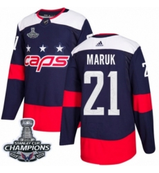 Youth Adidas Washington Capitals #21 Dennis Maruk Authentic Navy Blue 2018 Stadium Series 2018 Stanley Cup Final Champions NHL Jersey